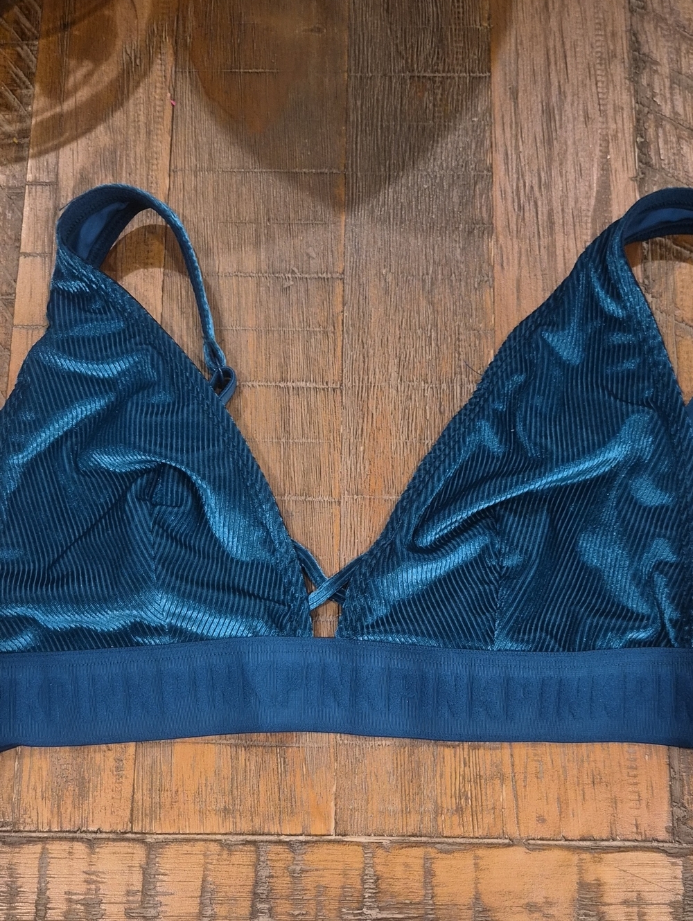 Valvet /Satin-Look Navy Triangle Bralette